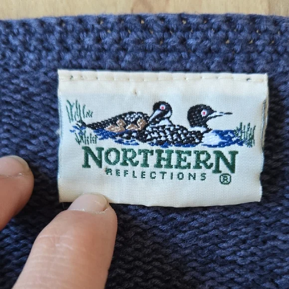 Northern Reflections Navy & Forest Green Village Applique Cardigan - Picture 6 of 8